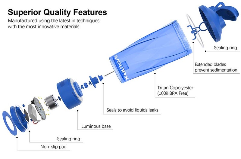 VOLTRX Premium Electric Protein Shaker Bottle, Made with Tritan - BPA Free - 24 oz Vortex Portable Mixer Cup/USB Rechargeable Shaker Cups for Protein Shakes - Image 2