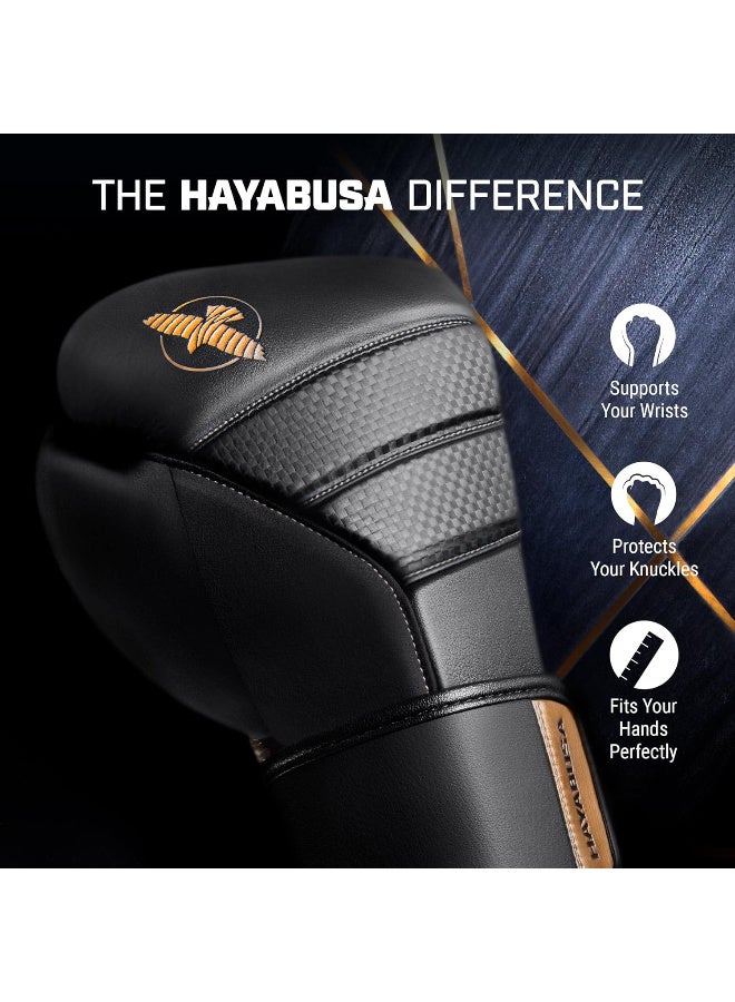 HAYABUSA T3 BOXING GLOVES BLACK/GOLD - Image 2