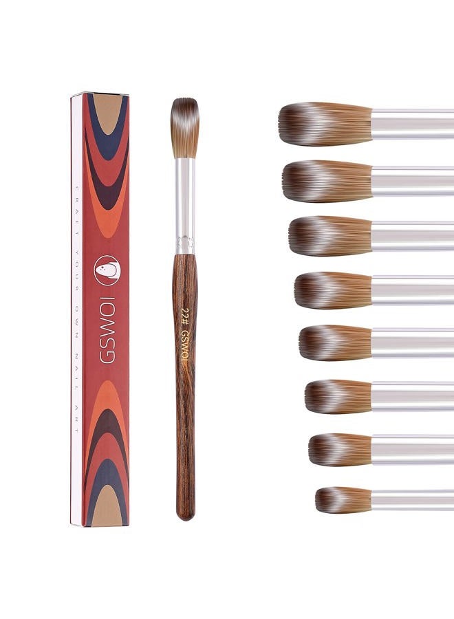GSWOI 100% Kolinsky Acrylic Nail Brush,GSWOI Acrylic Brushes for Nails Size 22 Wood Handle Application Extension,Nail Tools for Professional Manicure Salon DIY at Home (#22) - Image 1