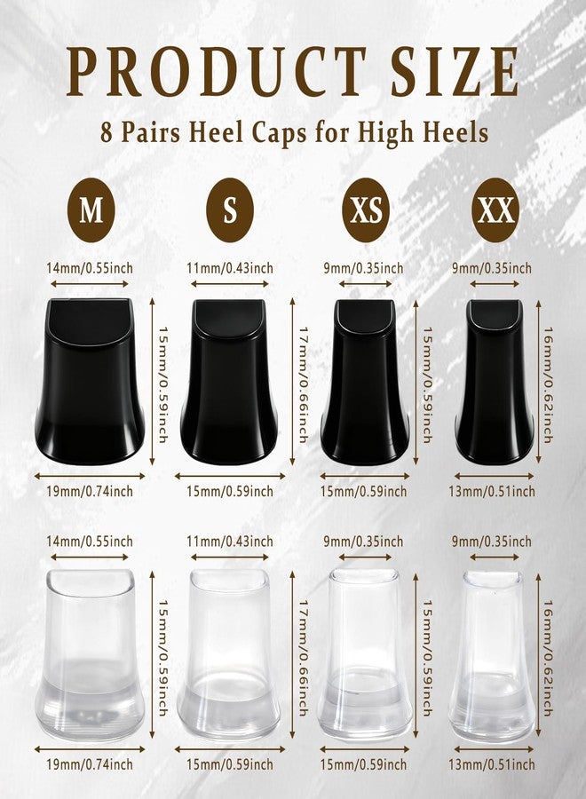 hongliang 8 Pairs(4 Sizes) Heel Protectors for High Heels,U-Shape Anti-Slip Heel Caps for Grass,Dancing&Outdoor Events,Noise-Reducing Replacement Tips for Stiletto,Pumps & Wedding Heels - Image 2