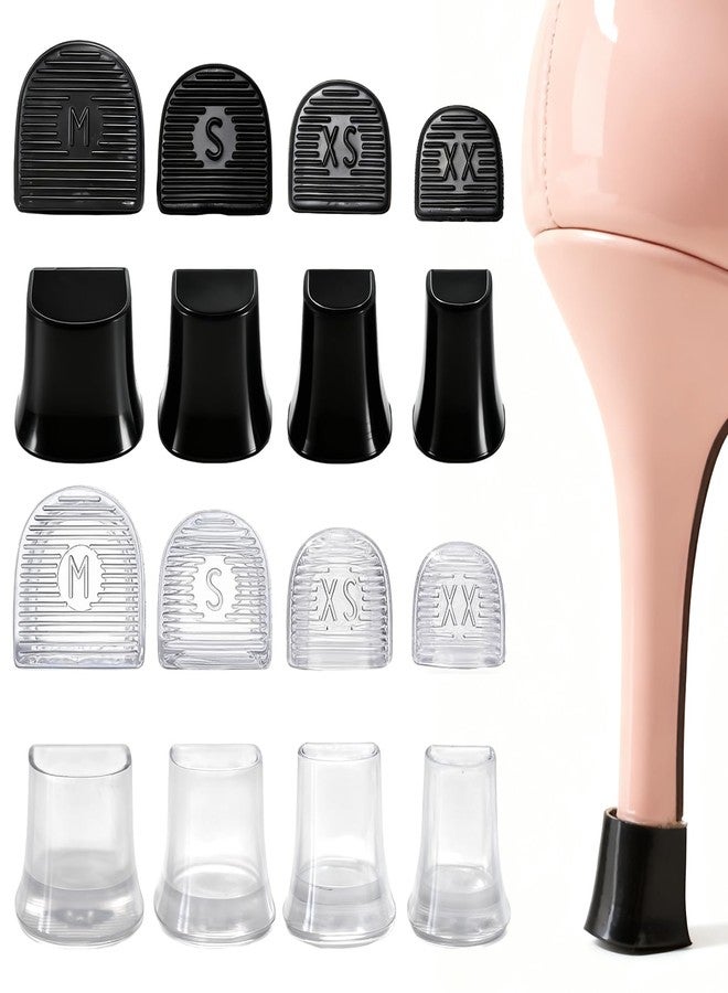 hongliang 8 Pairs(4 Sizes) Heel Protectors for High Heels,U-Shape Anti-Slip Heel Caps for Grass,Dancing&Outdoor Events,Noise-Reducing Replacement Tips for Stiletto,Pumps & Wedding Heels - Image 1
