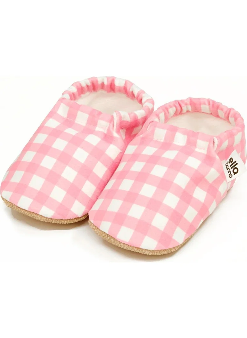 Ella Bonna Patterned Baby Booties, Non-Slip Sole, Home Nursery Shoes Slippers, Pink Striped