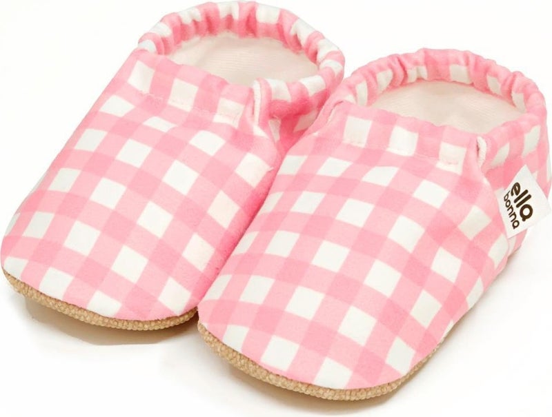 Ella Bonna Patterned Baby Booties, Non-Slip Sole, Home Nursery Shoes Slippers, Pink Striped  - Image 1