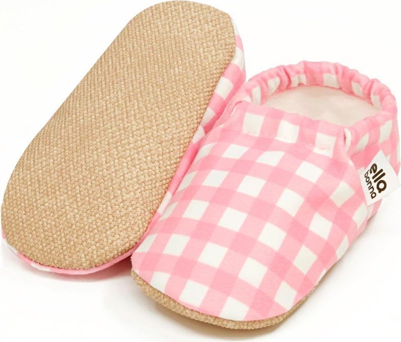 Ella Bonna Patterned Baby Booties, Non-Slip Sole, Home Nursery Shoes Slippers, Pink Striped  - Image 3