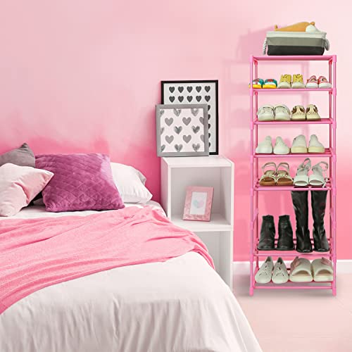 HITHIM 4-Tier Free Standing Shoe Racks for 6-8 Pairs Shoe Storage,Kids Shoe Racks for Small Place,Lightweight Stackable Shoe Shelf Organizer for Entryway, Doorway and Closet,Pink - Image 5