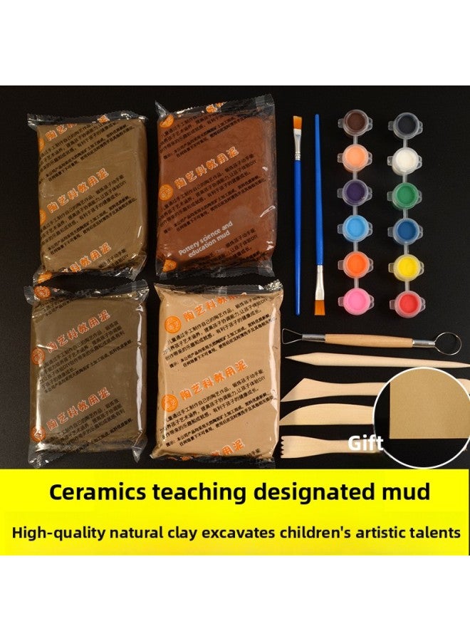 Clay Student Handmade Clay Soft Clay Clay Purple Clay Special Clay Sculpture Set Ceramic Clay Tool Clay-Color:White Clay (4 Packs Of Free Oil Paper) + 8-piece Tool Set  - Image 2