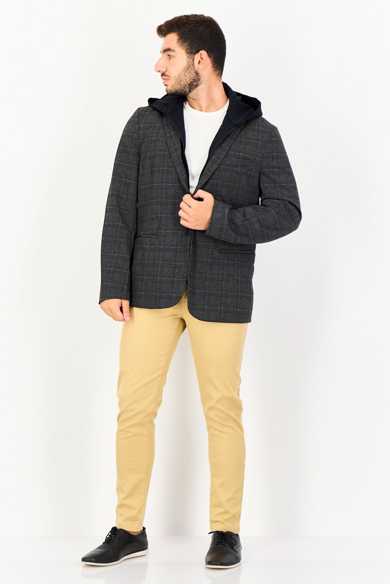 Celio Men Slim Fit Long Sleeve Plaid Hooded Blazer, Multicolor - Image 4