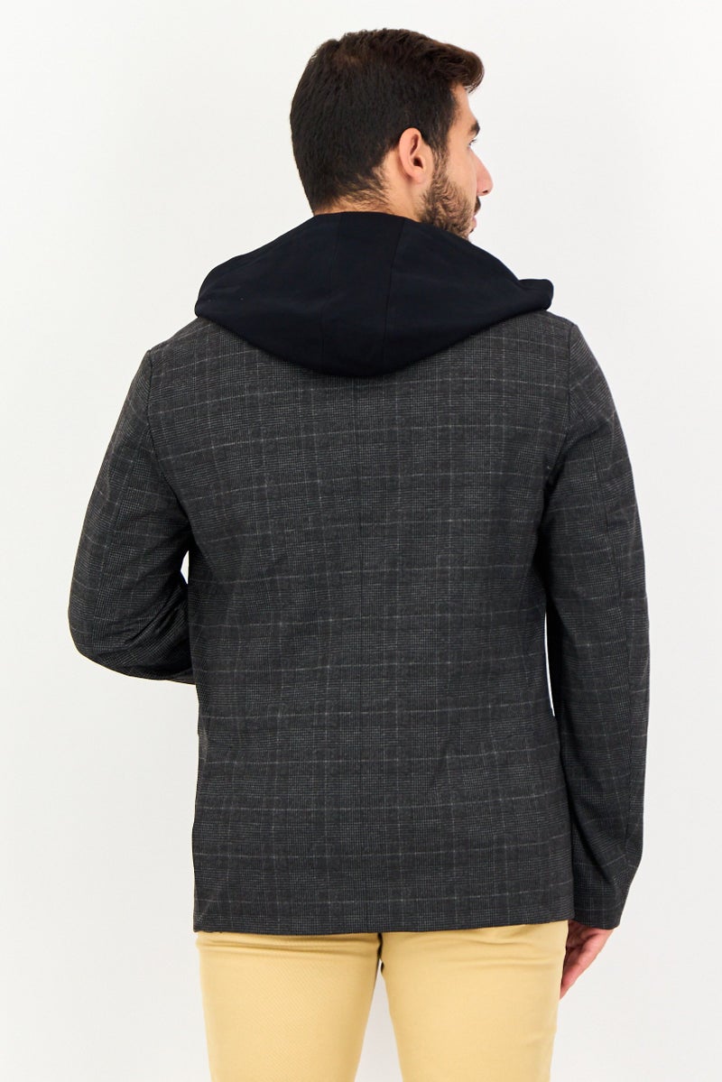 Celio Men Slim Fit Long Sleeve Plaid Hooded Blazer, Multicolor - Image 2