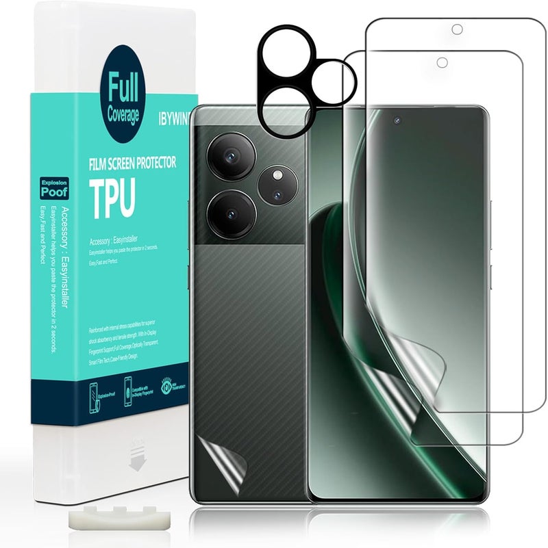 ايبيويند واقي شاشة من إيبايند عدد 2 قطعة لجهاز ريلمي جي تي 6 5G/جي تي 6 تي 5G مقاس 6.78 بوصة، فيلم TPU مرن، مع واقي عدسة كاميرا قطعة واحدة، فيلم خلفي قطعة واحدة [سهل التركيب] - Image 1