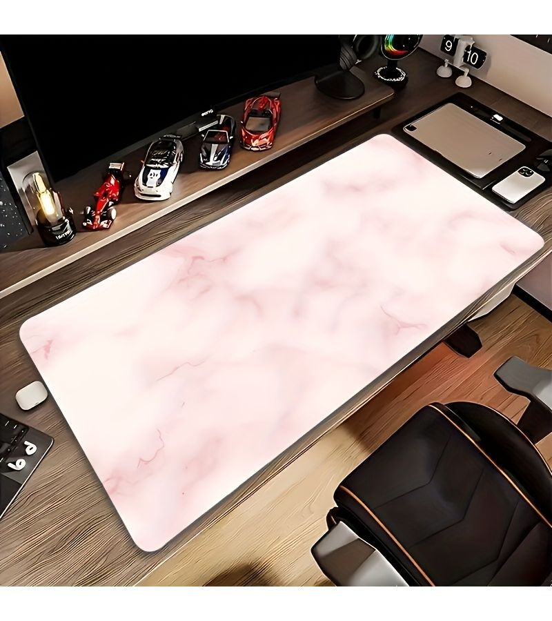 Large Pink White Marble Gaming Mouse Pad 30x70cm Anti Skid Desk Mat - Image 3