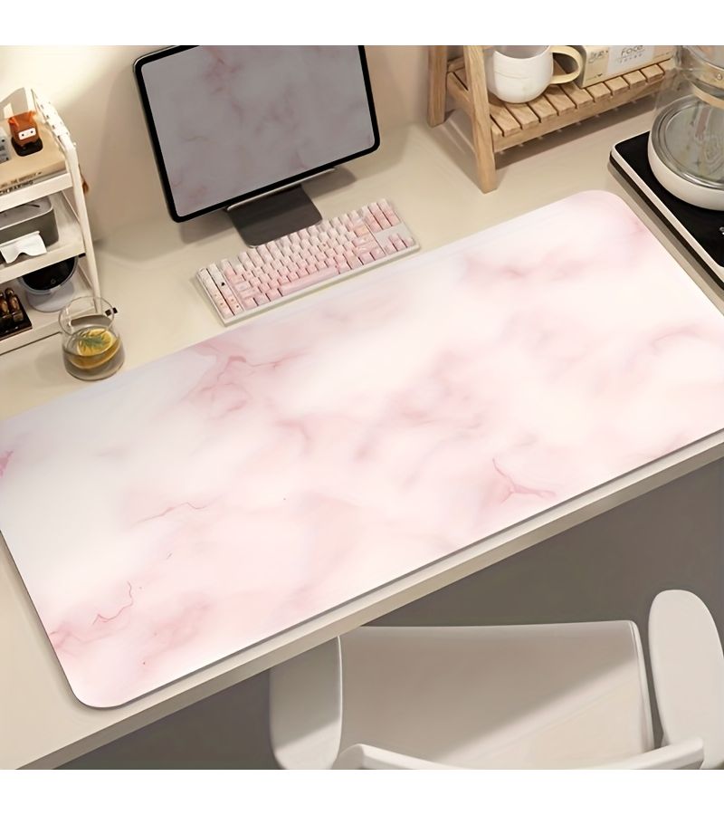 Large Pink White Marble Gaming Mouse Pad 30x70cm Anti Skid Desk Mat - Image 1