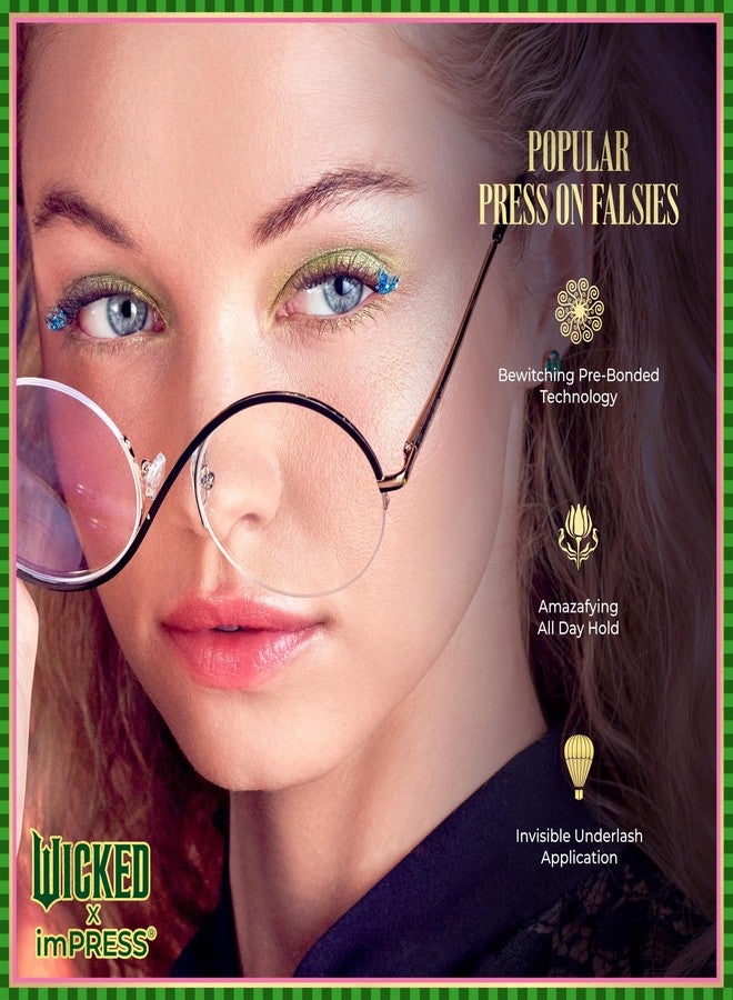 Impress WICKED X imPRESS Press On Self Adhesive Eyelashes, ‘Fantabulous’, 8mm-10mm Medium Volume Press On Lashes, Purple Glitter, No Glue Needed, 12 Lash Clusters & Non-Stick Mini Applicator - Image 3
