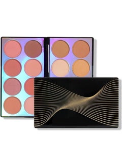 KASTWAVE Blush Contour Highlighter Makeup Palette with Brush, 16 Colors Shimmer Face Blush Powder for Cheek  - Image 3