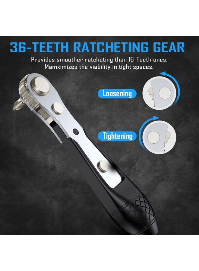 GreaTalent 37pc Mini Ratchet Wrench Screwdriver Bit Set with 1/4 inch S2 Steel Bits, 36-Tooth, Magnetic Bit Holder Quick Release, Low Profile 90 Degree Right Angle Offset Reversible Drive Handle - Image 4