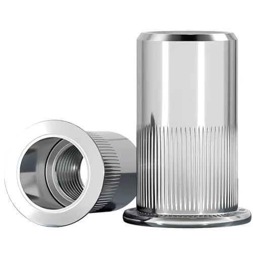 WUHUOOH M8 Rivet Nut Stainless Steel 304 Finish Flat Head Rivnut Threaded Insert Nut, Pack of 20 - Image 1