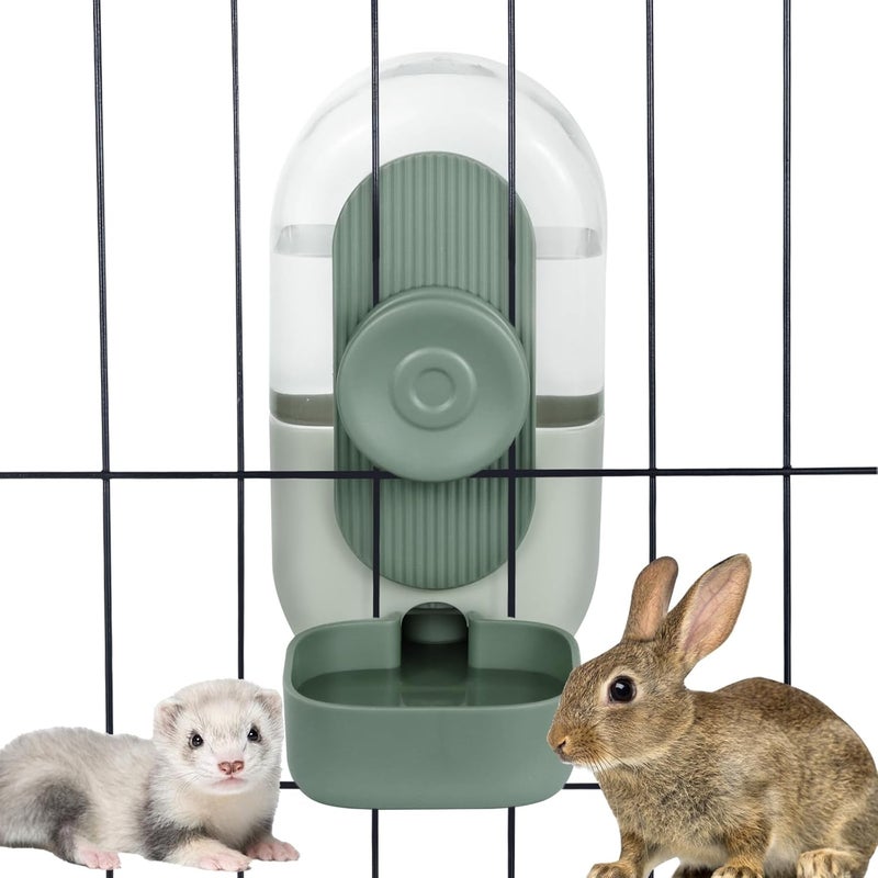 SWIUKPHE Rabbit Water Bottle,Hanging Automatic Water Dispenser for Cage,Ferret Bunny Guinea Water Bowl,Suitable for Small Animal, Cage Grid Spacing Over 1.2'', Green - Image 1