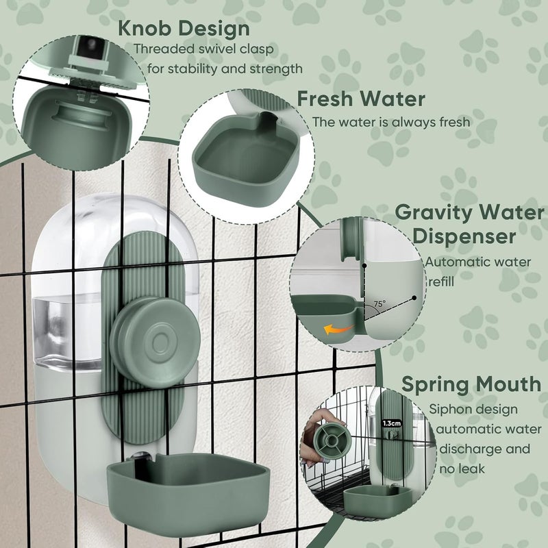 SWIUKPHE Rabbit Water Bottle,Hanging Automatic Water Dispenser for Cage,Ferret Bunny Guinea Water Bowl,Suitable for Small Animal, Cage Grid Spacing Over 1.2'', Green - Image 4