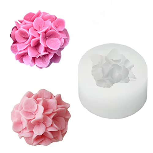 TOPYS Hydrangea Flower Candle Mold, 3D Flower Handmade Soap Mould for Fondant Handmade Soap Lotion Bar Wax Casting Crayon Cake Ice Cream Clay Cake Decorating(1.5in) - Image 1