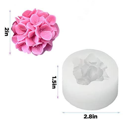 TOPYS Hydrangea Flower Candle Mold, 3D Flower Handmade Soap Mould for Fondant Handmade Soap Lotion Bar Wax Casting Crayon Cake Ice Cream Clay Cake Decorating(1.5in) - Image 2