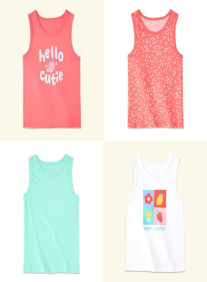 Garanimals Baby & Toddler Girl Fruit Tank Tees - Kid's Sleeveless Tank Top - Size 3T - Pink, Blue, White, Yellow - 5 Pack - Image 5