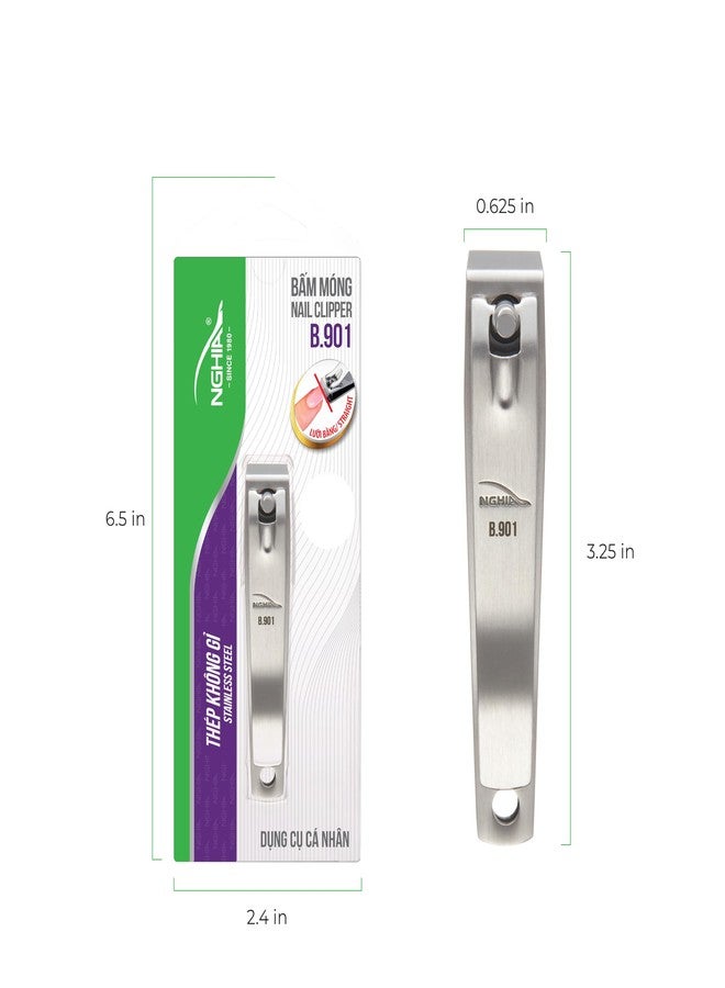 NGHIA Straight Blade Nail Clipper - B-901 (Stainless Steel) | Large Jaw | Flat Jaw Design | NGHIA - Image 2