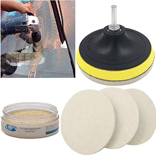 DIY Crafts 1 Set, 3" inch Combo Cleaning Set, 100 Grm Cerium Oxide + Backing Pad + Universal Nut + Wool Polisher Polishing Clean Buffing Pad (1 Set, 3" inch Combo Cleaning Set) - Image 1