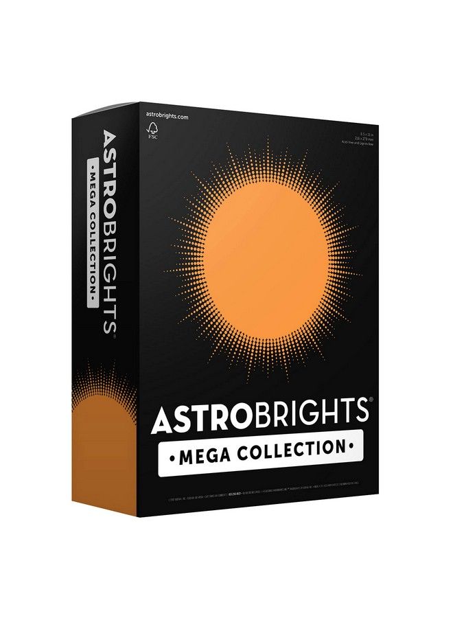 Astrobrights مجموعة ميغا من ورق الكاردستوك الملون برتقالي ساطع 320 ورقة 65 رطل 176 جرام لكل متر مربع 8.5" × 11" المزيد من الأوراق! (91626) - Image 2