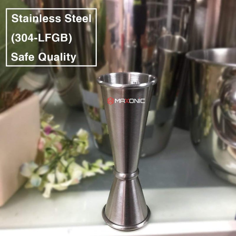 MAXONIC Double Sided Cocktail Jigger Set, 30ml/60ml Stainless Steel Peg Measurer, Damru and Tall Design Set of 2 (Combo 3) - Image 5