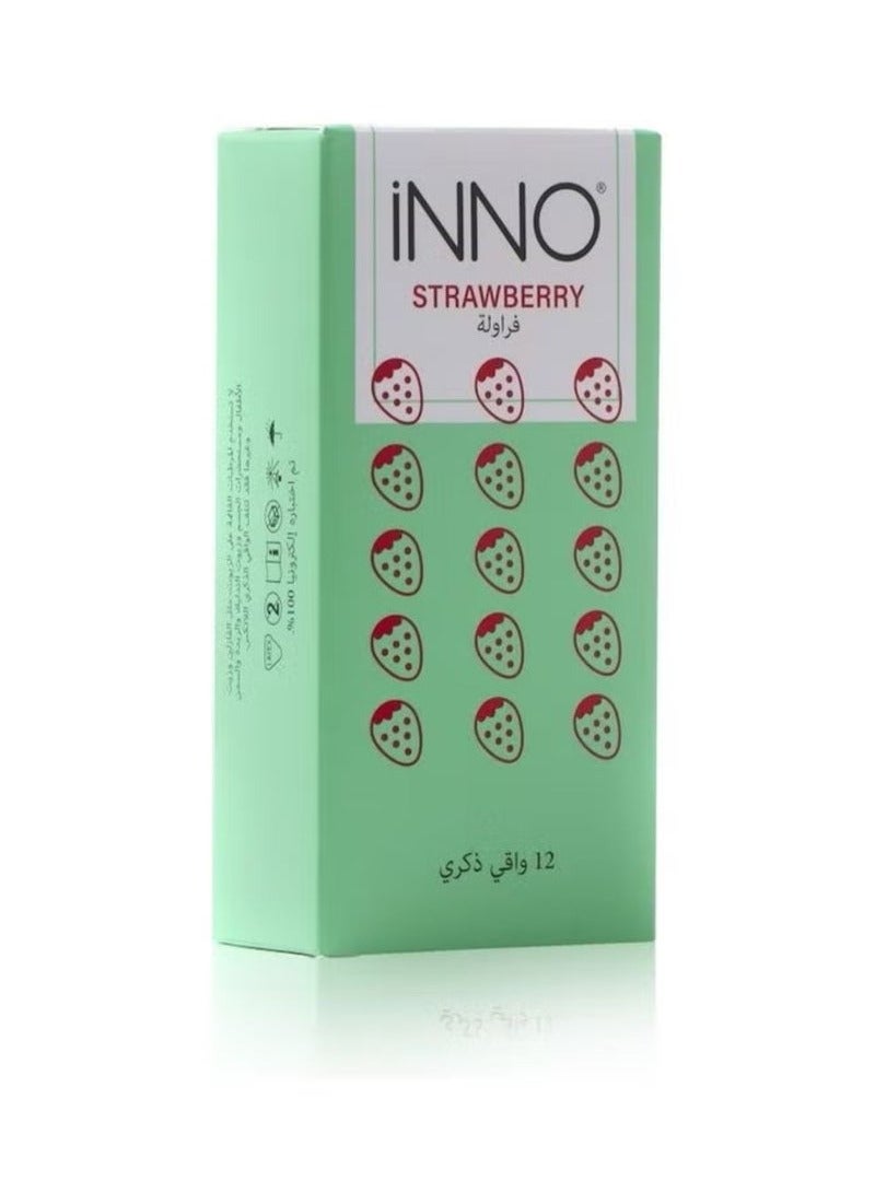 إينو واقيات ذكرية بنكهة الفراولة من 12 قطعة