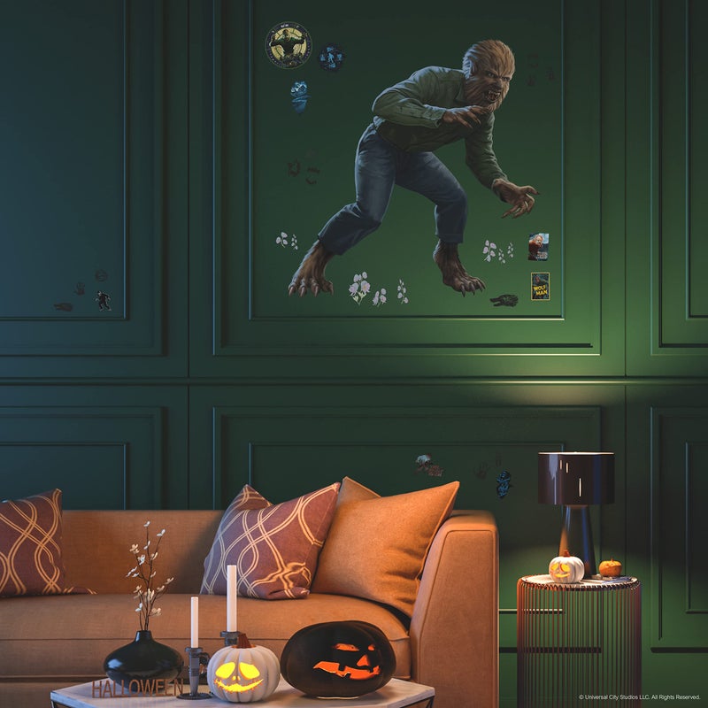 RoomMates RMK5215GM Classic Monsters The Wolfman Peel and Stick Wall Decals Green Blue Brown