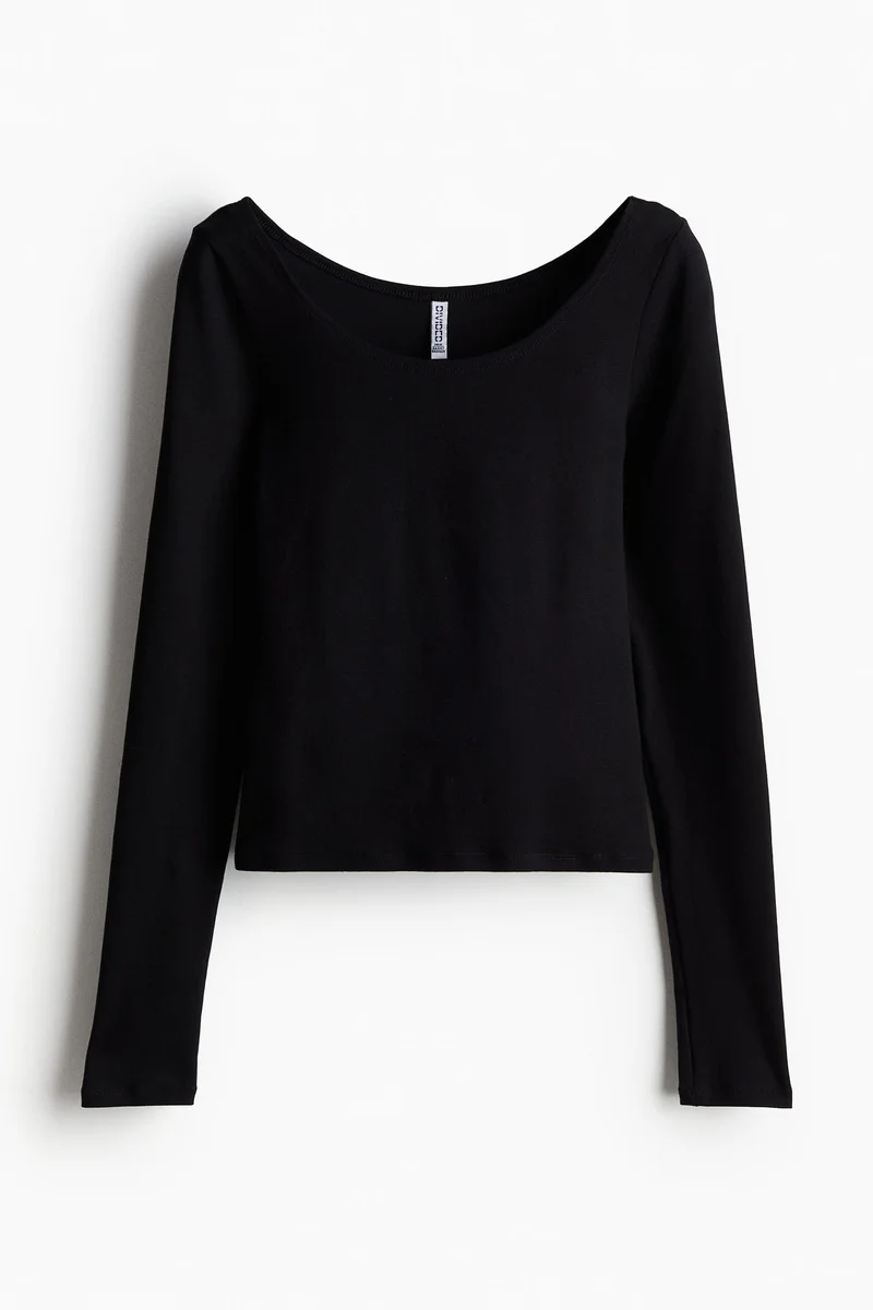 اتش اند ام Boat-Neck Cotton Top