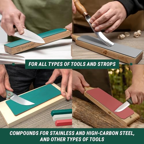BeaverCraft Stropping Compound Kit for Leather Strop - Buffing Compound for Knife Polishing - Red White Green Polishing Compounds P03 - Image 3