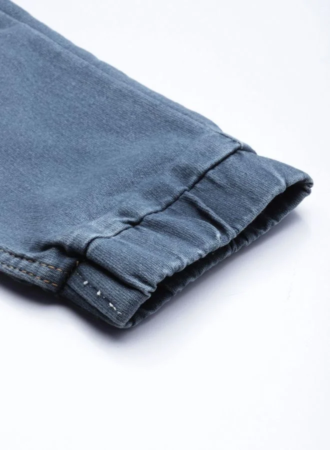 The Indian Garage Co Men Slim Fit Solid Mid-Rise Stretchable Denim Joggers