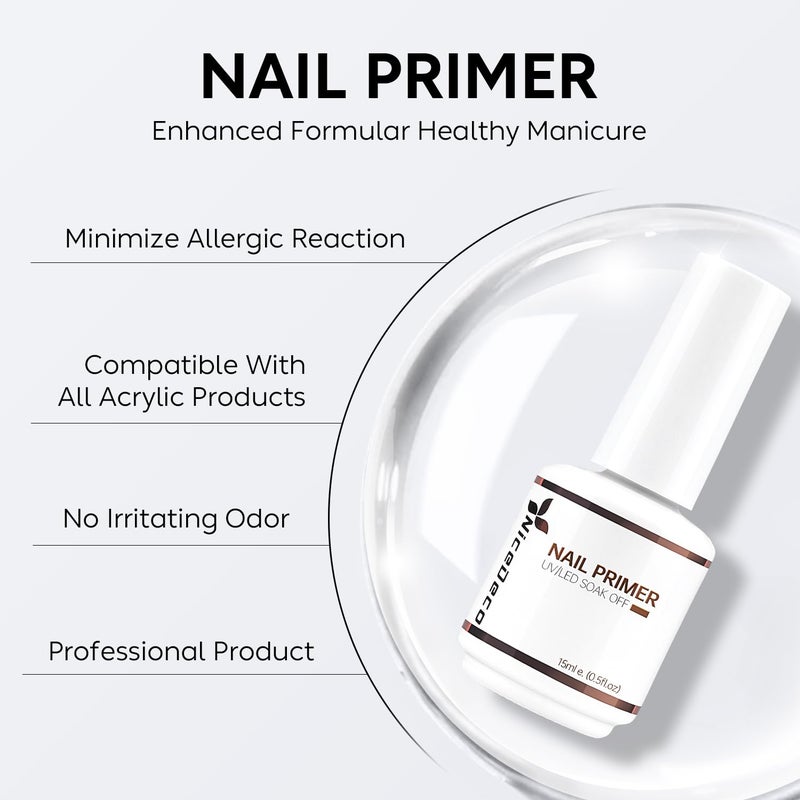 Nicedeco Hema Free Nail Primer Cruelty Free Vegan Nail Bonder, Fast Air Dry, No Lift Prep for Gel and Acrylic Powder, Foundation for Long-lasting Nail Polish - Image 4