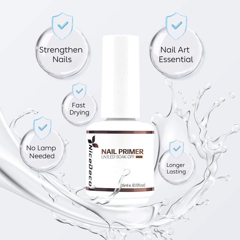 Nicedeco Hema Free Nail Primer Cruelty Free Vegan Nail Bonder, Fast Air Dry, No Lift Prep for Gel and Acrylic Powder, Foundation for Long-lasting Nail Polish - Image 2