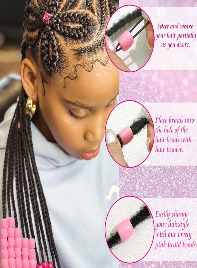 VENOFEN 50PCS Pink Hair Beads Loc Dreadlock Accesories Braid Jewelry Cute Acrylic Pony Beads Hair Decoration for Braids - Image 5