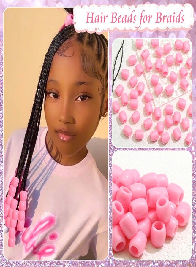 VENOFEN 50PCS Pink Hair Beads Loc Dreadlock Accesories Braid Jewelry Cute Acrylic Pony Beads Hair Decoration for Braids - Image 3