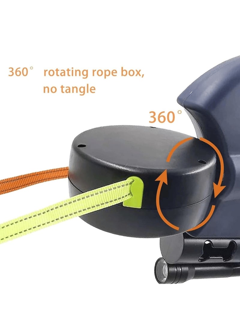 طقم ليش للحيوانات الأليفة القابل للسحب المزدوج لكلبَين/قطتين - 360° خالي من التشابك وحبل يمتد بحرية مع ضوء LED مدمج وحامل لأكياس النفايات، مثالي للمشي والجري والمشي في الطبيعة والتدريب والتخييم. - Image 3