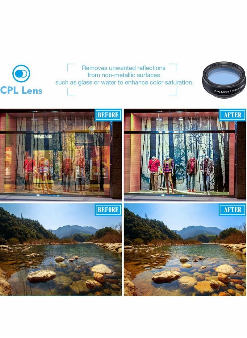 Generic - Phone Camera Lens Kit with 0.63X Wide Angle, 15X Macro, 198 Degree Fisheye, 2X Telephoto, CPL, Star Filter, Radial Filter, Flow Filter, Kaleidoscope 3, Kaleidoscope 6 Compatible with Android iPhone - Image 1