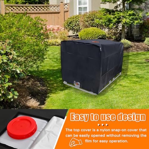 HUAREW IBC Tote 275 Gallon, 210D Water Tank, 120 x 100 x 116cm Container Protective Cover, Black Waterproof Sun UV Protective for Outdoor 1000L IBC Rainwater Tank - Image 5