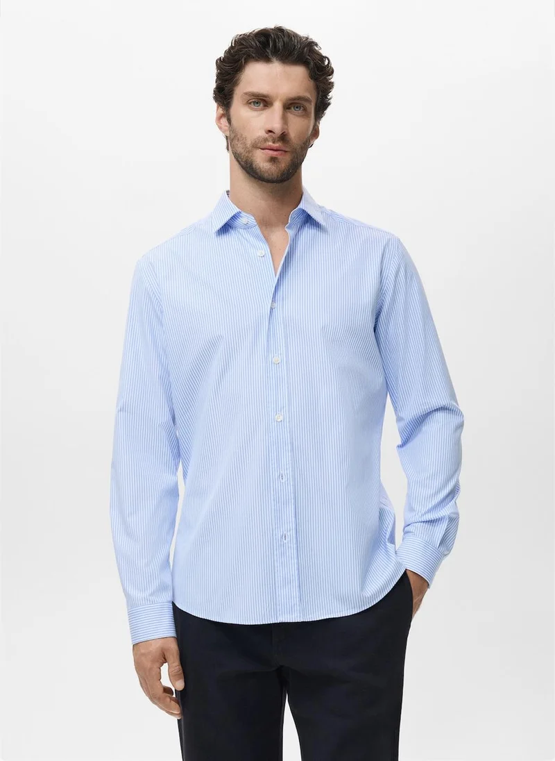 Mango Man Regular fit striped cotton shirt