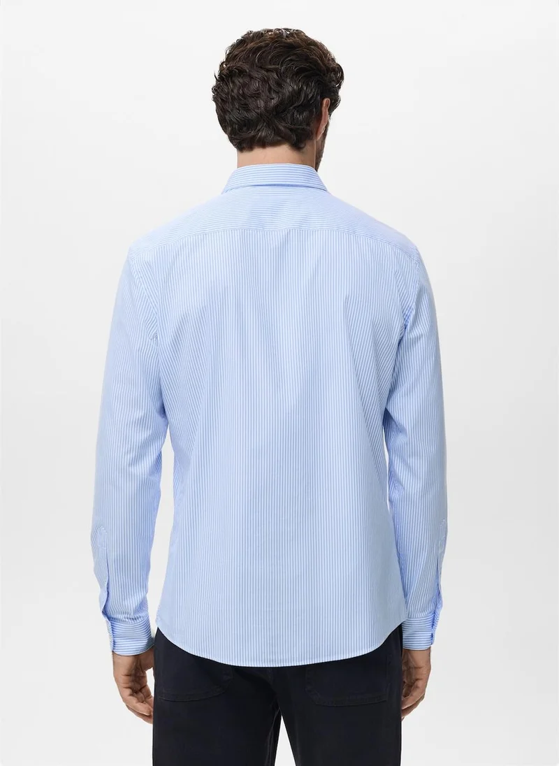 Mango Man Regular fit striped cotton shirt