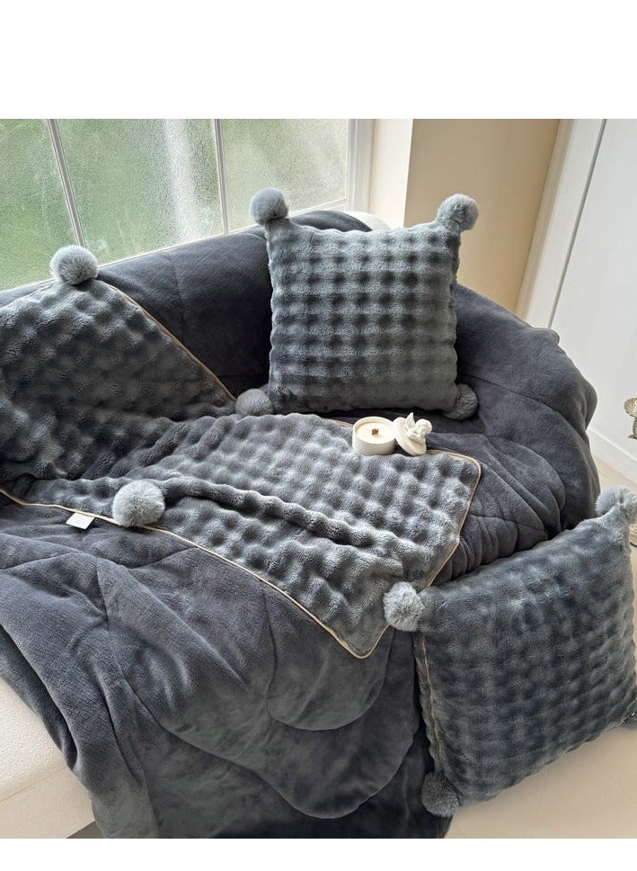 Wool Ball Style Pillow And Blanket Can Be Used For Both Car And Sofa Cushions, Suitable For Travel, Airplanes, Trains, Beds, Offices, And Rest  - Image 1
