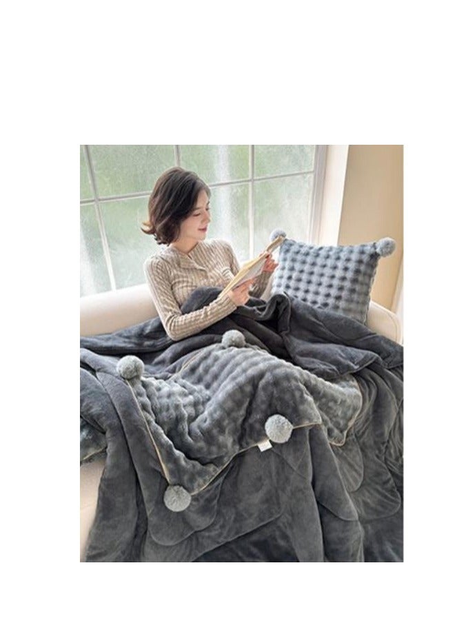 Wool Ball Style Pillow And Blanket Can Be Used For Both Car And Sofa Cushions, Suitable For Travel, Airplanes, Trains, Beds, Offices, And Rest  - Image 2