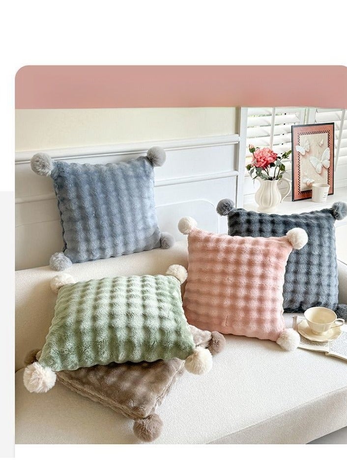 Wool Ball Style Pillow And Blanket Can Be Used For Both Car And Sofa Cushions, Suitable For Travel, Airplanes, Trains, Beds, Offices, And Rest  - Image 5