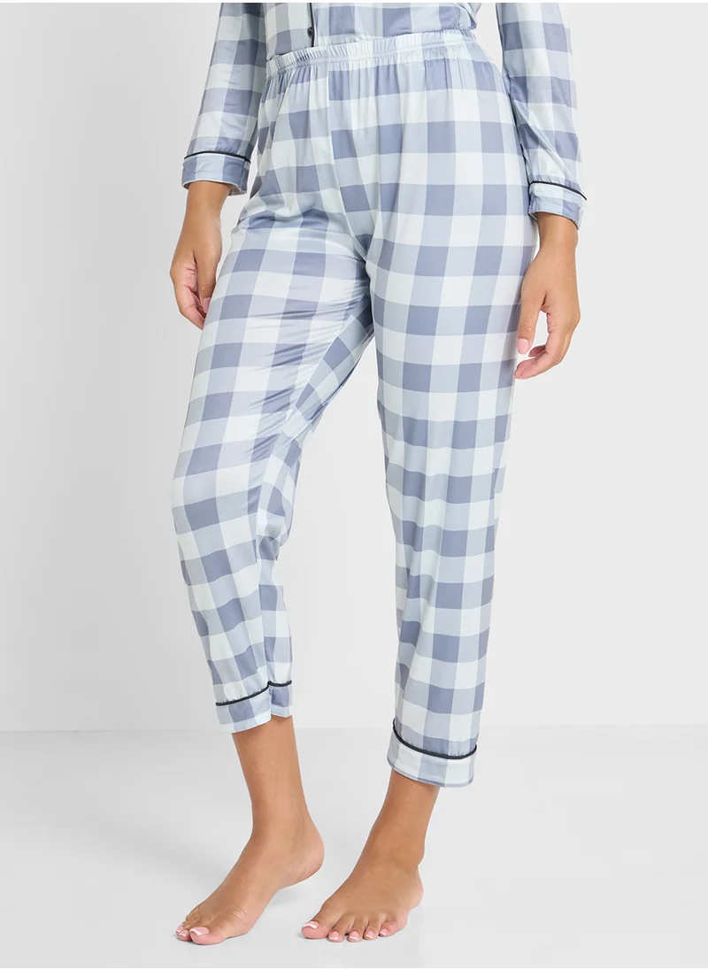 جينجر Checkered Button Down Pyjama Set