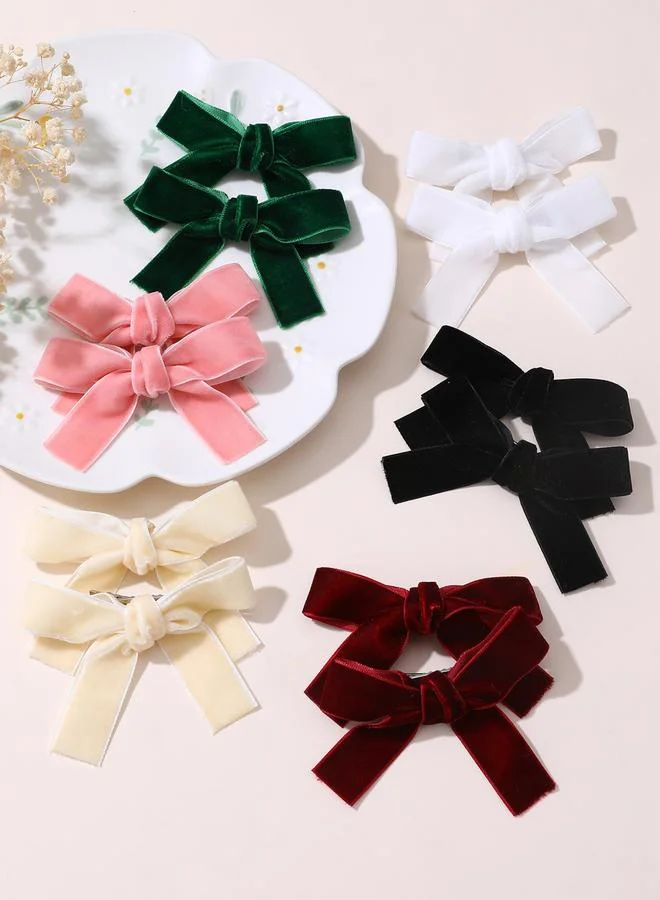 Take Two Take Two Set of 6 - Solid Bow Hair Clips