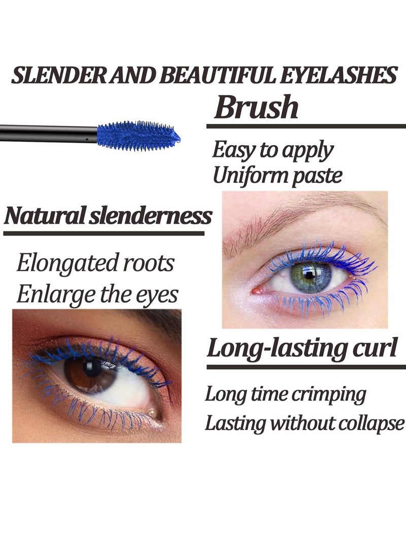 Maxfine 5D Extreme Big Volume Lash Mascara Fiber Lash Extensions Long Lasting Smudge Proof Non Clumping Curling Voluminous Mascara for Lengthening Charming Lashes Colored Mascara Blue 04  - Image 5