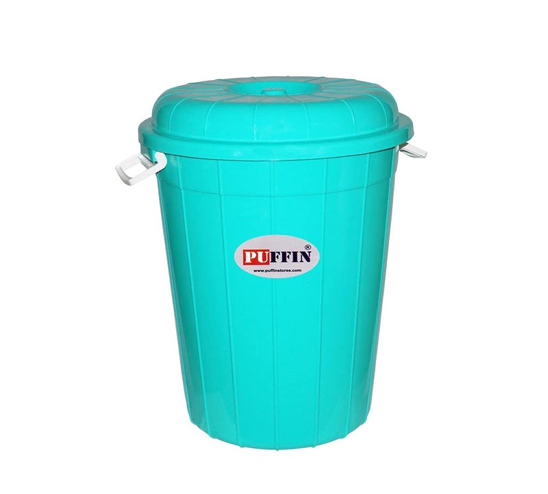 PUFFIN Unique Multipurpose Plastic Storage Bucket Drum 100 LTR with Lid Blue Pack of 2 - Image 4