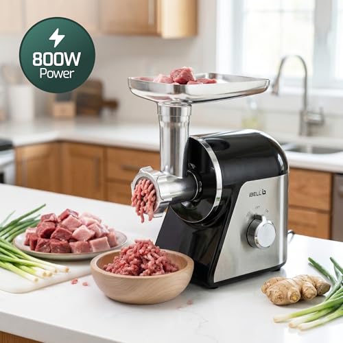 iBELL MINCEPRO650 Meat Grinder, 800W, Stainless Steel, Heavy Duty Mincer Machine with Attachments for Mincing/Chopping Meat, Sausage/Kebab Maker (Black) - Image 4